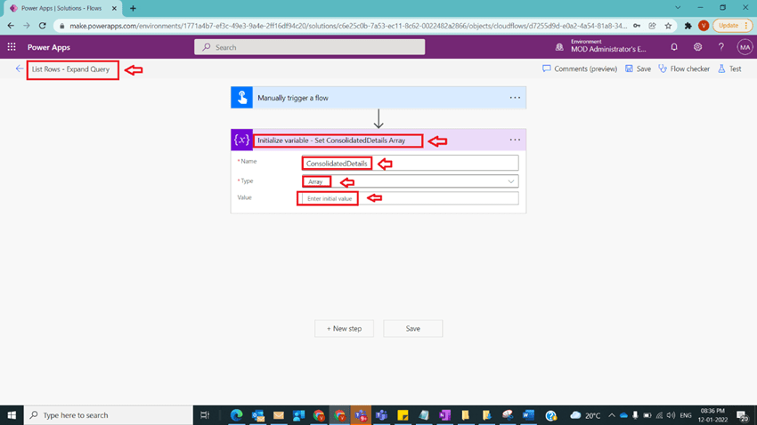 List rows based on expand query in power automate